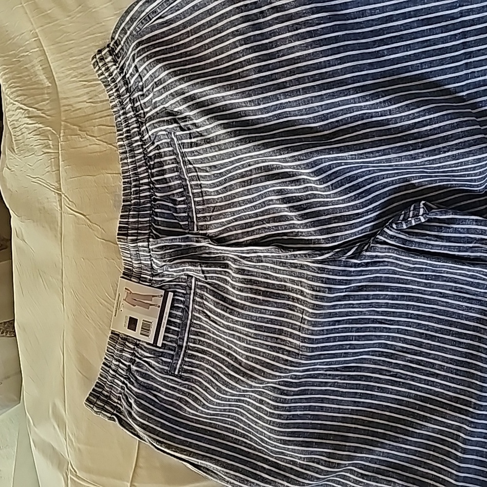BeachLunchLounge Cropped Linen Striped Pants Size XXL - Picture 11 of 15